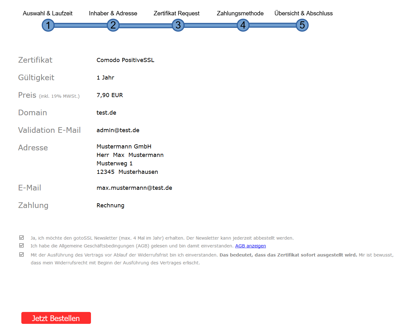 Bestellvorgang - Übersicht und Abschluss