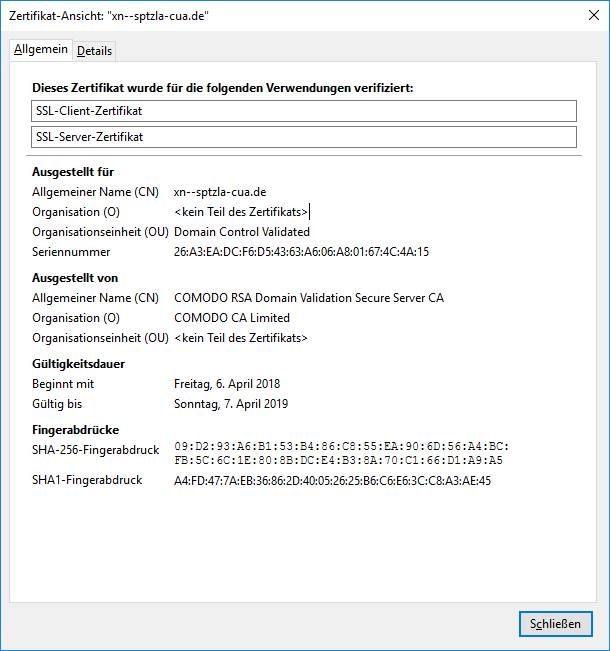 SSL Zertifikat einrichten 2